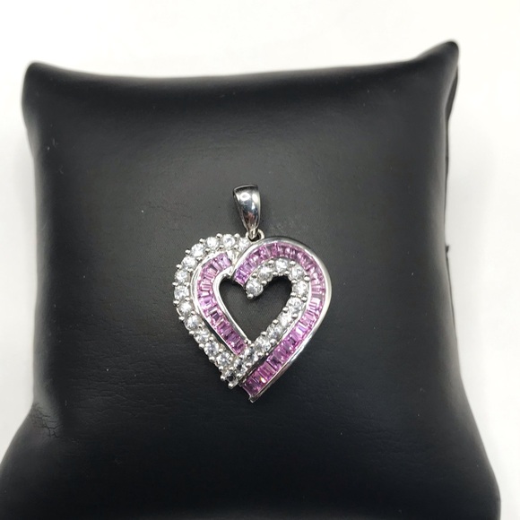 10k 10kt 10karat white gold CZ Heart Pendant